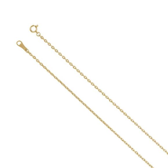 18k Yellow Gold 1.7mm Solid Cable Chain Necklace 18 Inch